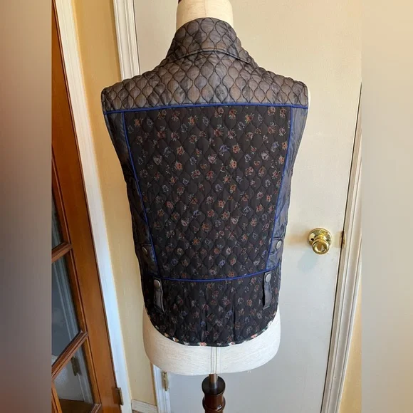 *SOLD*Coach Floral Silk Quilted Zip-Up Vest - Picture 4 of 10